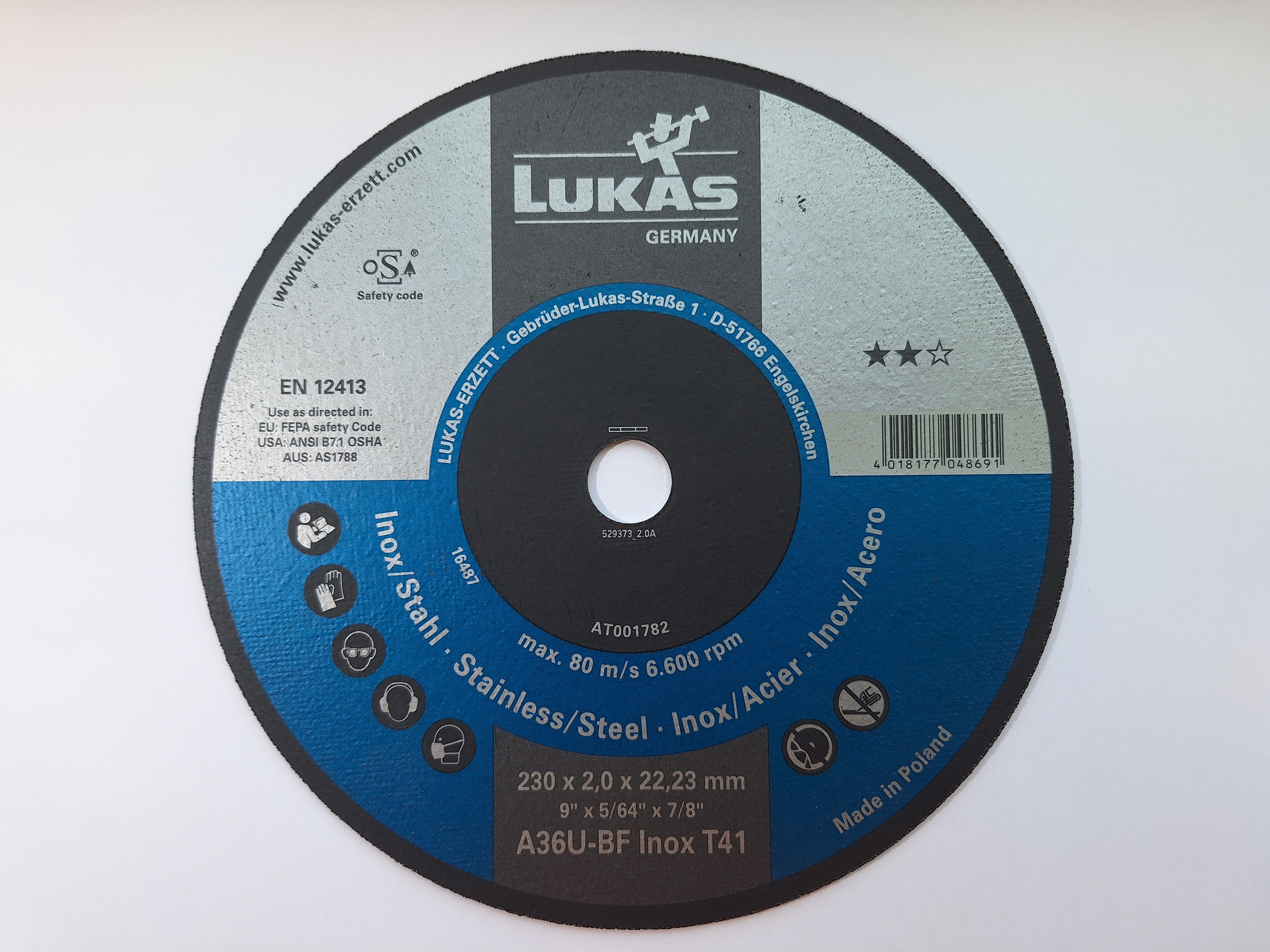 Kotouč řezný LUKAS Inox/Steel 230x2/22